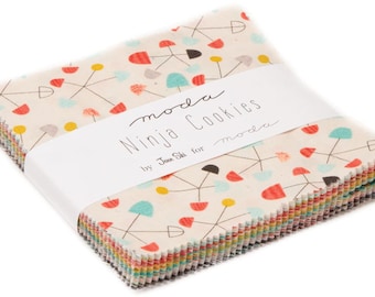 Ninja Cookies Moda Charm Pack 42 - 5" precut fabric quilt squares by Jenn Ski