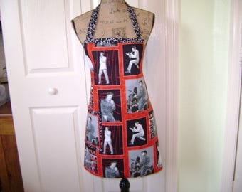 Elvis Presley Apron FREE SHIPPING In Red Black White Elvis FAbric Reversable