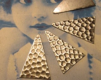 Sterling Silver Ox Plated Brass Triangle Hammered Drops 2000SOX x4