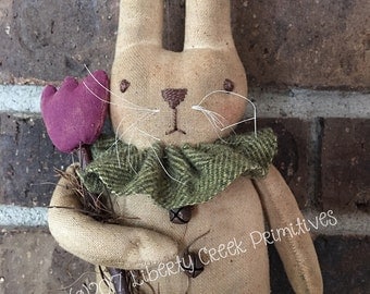 Violet Easter Bunny Spring Rabbit Primitive Pattern