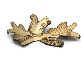Victorian Squirrel Brooch - Gold Washed, Tree Branch