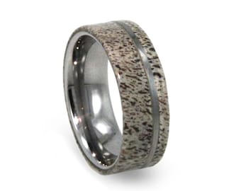 Deer Antler Ring, Tungsten Ring, Antler Ring, Ring Armor Included