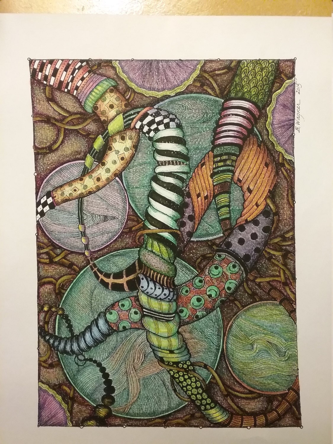 Pen and Ink color pencil abstract drawing