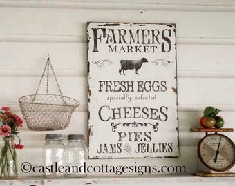Farmhouse vintage Farmers Market sign handpainted Original Design