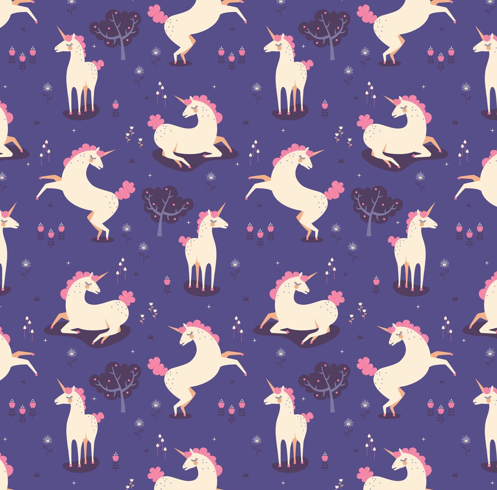 Purple Unicorn Fabric by the Yard Unicorn Land By Zesti