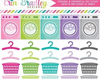 50% OFF SALE Laundry Clipart Graphics Chores Clip Art Washing Machines Hangers Laundry Baskets Personal & Commercial Use