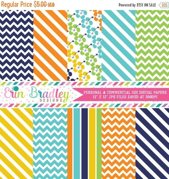 50% OFF SALE Surfboard Boys Striped Digital Paper Pack Personal & Commercial Use Instant Download Il_570xn