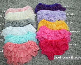Baby girl lace bloomers, newborn baby bloomers, baby diaper cover, polyester diaper cover, ruffle bum, ruffle butt diaper cover, baby girl