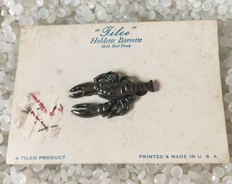 tiny vintage barrette lobster