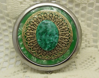 Compact Mirror Bridesmaid Gift Grasshopper Comes With Protective Pouch Green Compact Mirror