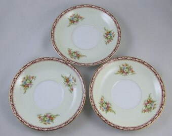 Set of 3 vintage saucers hand painted Noritake Occupied Japan Komaru 1947 mark / porcelain / china / bone china