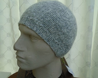 ECO MARL pure wool knit hat cap beanie for men shades of GREY soft seamless an irish granny original
