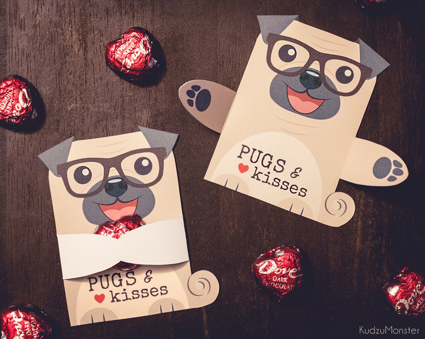 Cute Pug Puppy Classroom Candy Holder valentines cute dog
