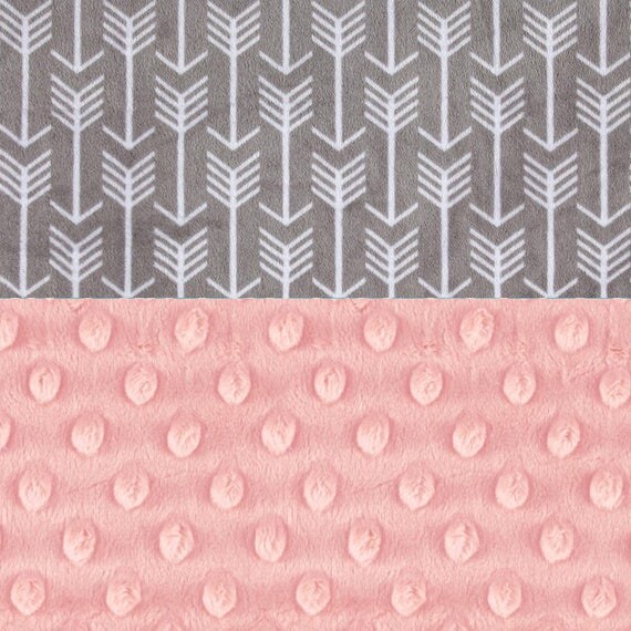 Personalized Baby Mini Blanket Girl - Minky Baby Lovey Blanket, Silver Gray Arrow Blush Pink Blanket // Arrow Blanket / Minky Burp Cloth