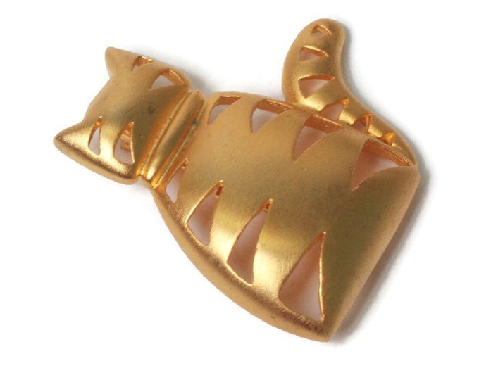 JJ Gold Tone Kitty Cat Brooch Pin Jonette Jewelry Company Vintage