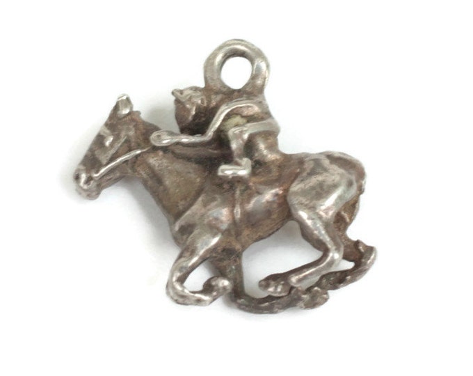 Sterling Horse and Jockey Rider Charm Vintage