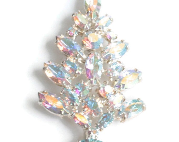 AB Rhinestone Christmas Tree Pin Brooch Eisenberg Ice Designer Vintage