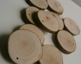 20 Blank Tree Branch Slices 1.5 to 2 inch Top Drilled