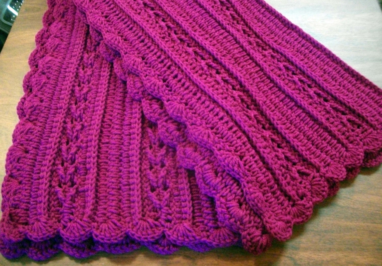 Pink Crochet Throw Blanket Wheelchair Blanket or Baby Blanket