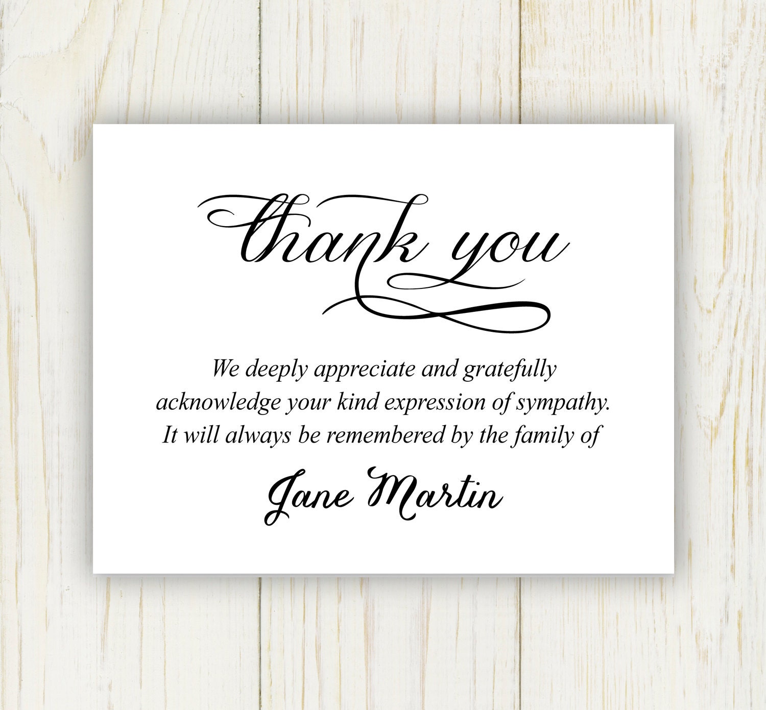 Funeral Thank You Note Wording Digital Printable Files For Memorials