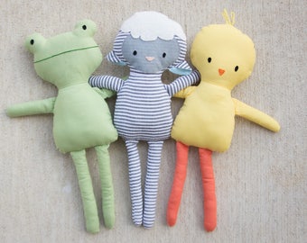 NEW Mini Pals SPRING collection rag doll animal sewing pattern toy bunny chick frog lamb softie stuffed doll