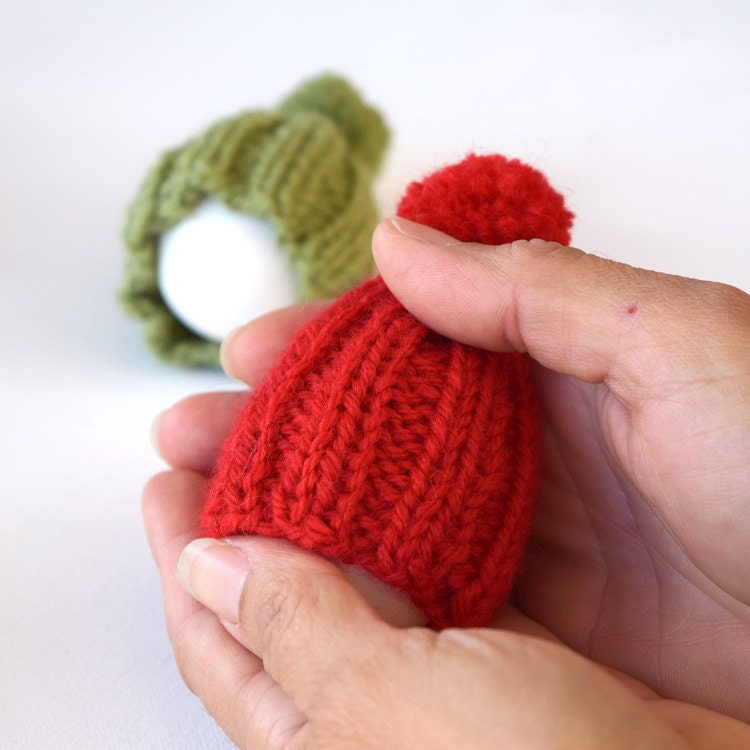 Egg cozy knit egg hat with pom pom color choice oatmeal pink