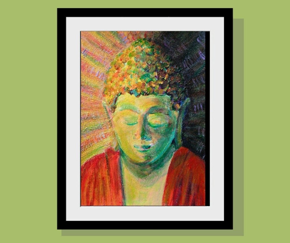 Green Buddha Art Print Limited Edition 10 x 14 Wall Art