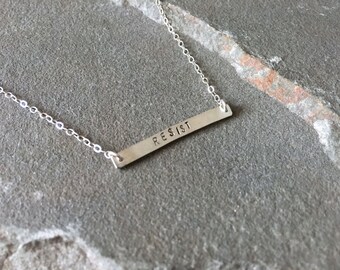 Resist Necklace, Feminism Jewelry, Women's Rights Jewelry, Political Statement Jewelry, Equality Necklace, Feminist Necklace