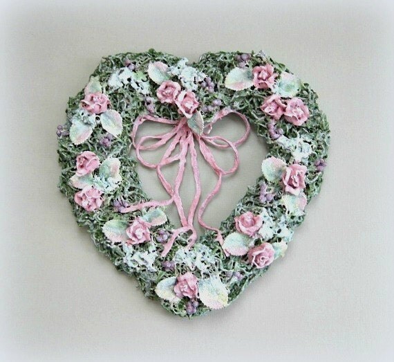 Shabby Chic Heart Flower Heart Wreath Rose Heart Wall Heart