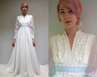 Bohemian Wedding Dress // Beaded Lace Wedding Dress // 70s Wedding Dress // LA BOHEME