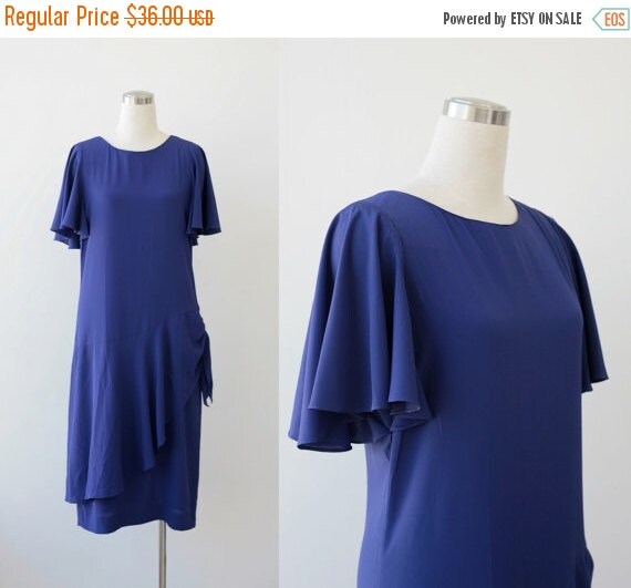 on SALE. Violet Blue Drop Waist Dress M L Angle by prvtcollection