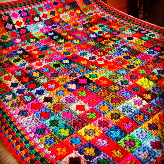 For the Love of Crochet Along Mini Granny Squares Blanket Afghan 70" x