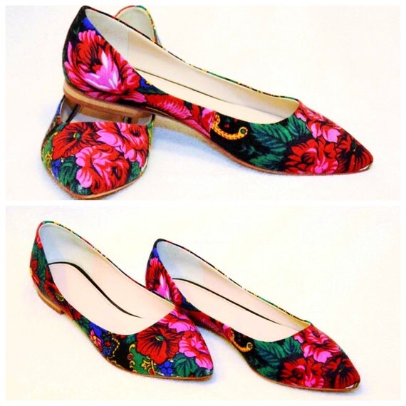 Items similar to 70 SALE Flower flats Pointed flower flats Ballerinas