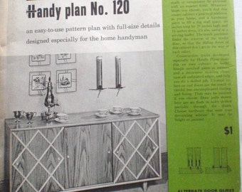 1950's Woodworking Plans - Better Homes and Gardens Handy Plan 120, 60" Cabinet With Sliding Doors, Unopened