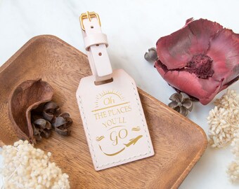 Custom personalized genuine leather hand stamped luggage tag. Personalized it with your own message