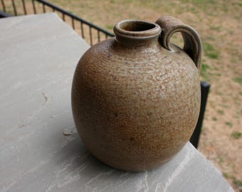 Salt Glazed Round Pottery Jug Seagrove NC Traditional Pottery