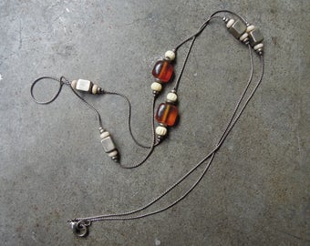 Vtg Rope Chain Beaded Necklace 80s 90s 36" Flapper
