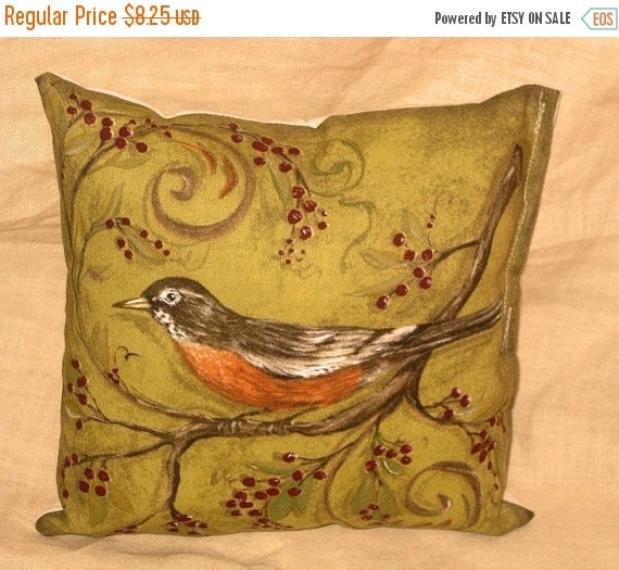 Sale Shabby Chic Fun Throw Pillow with Bird by VintageParisMarket