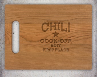 Chili Cook-Off Prize, Chili Cookoff Cutting Board Award, Maple Walnut or Cherry Personalized Cutting Board
