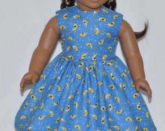 Blue Yellow Bird Doll Dress Made To Fit 18 Inch American Girl Doll Clothes