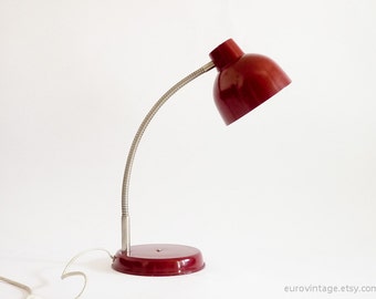 Vintage Red Desk Lamp / Industrial Gooseneck Lamp / Industrial Table Lamp 60s 70s