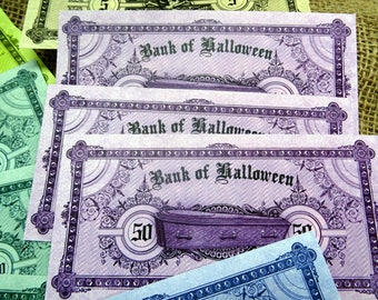 Bank of Halloween currency Play Money Bank Notes - 18 Notes