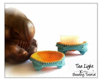 Beading Pattern Beading Tutorial Peyote Stitch Beading Instructions Prayer Candle Stand Beadweaving Pattern Downloadable Pattern TEA LIGHT