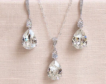 Bridal Jewelry Set, Crystal Pendant Earrings Necklace Jewelry Set , Wedding Jewelry, Bridesmaids Jewelry Set, Crystal Drop Set Lilliana