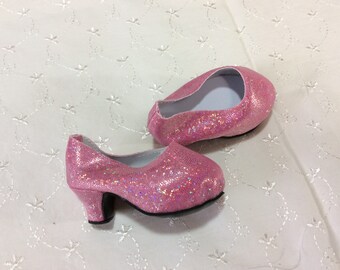 PINK glitter high heels, doll shoes, fit American Girl, doll clothes