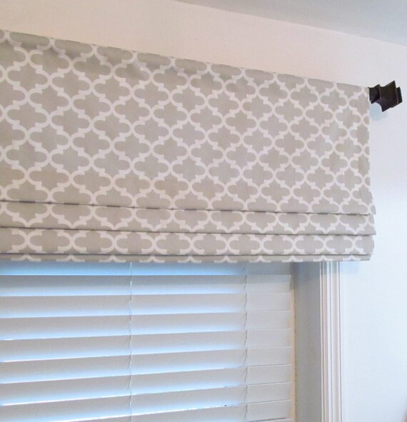 Custom Faux Roman Shade French Grey Quatrefoil Mock Valance