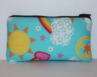 Padded Pipe Pouch, Peace Love Rainbows, Pipe Bag, Glass Pipe Case, Glass Pipe Holder, Small Pouch, Hippie Pouch, 420, Cute Bag - 5.5" SMALL