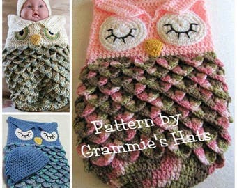 Baby owl cocoon and cap pattern