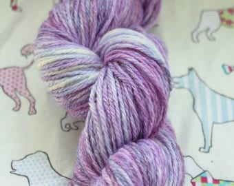 Hand dyed yarn. wool & acrylic blend. DK. Lilacs.
