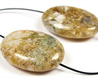 Small Sagenite Agate Oval Pendant - 25mm x 18mm x 6mm - B6288